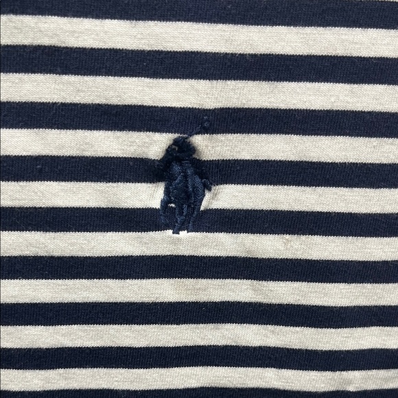 Preowned Ralph Lauren Custom Slim Fit TShirt Size Medium  Blue Striped Logo Polo - Picture 4 of 11